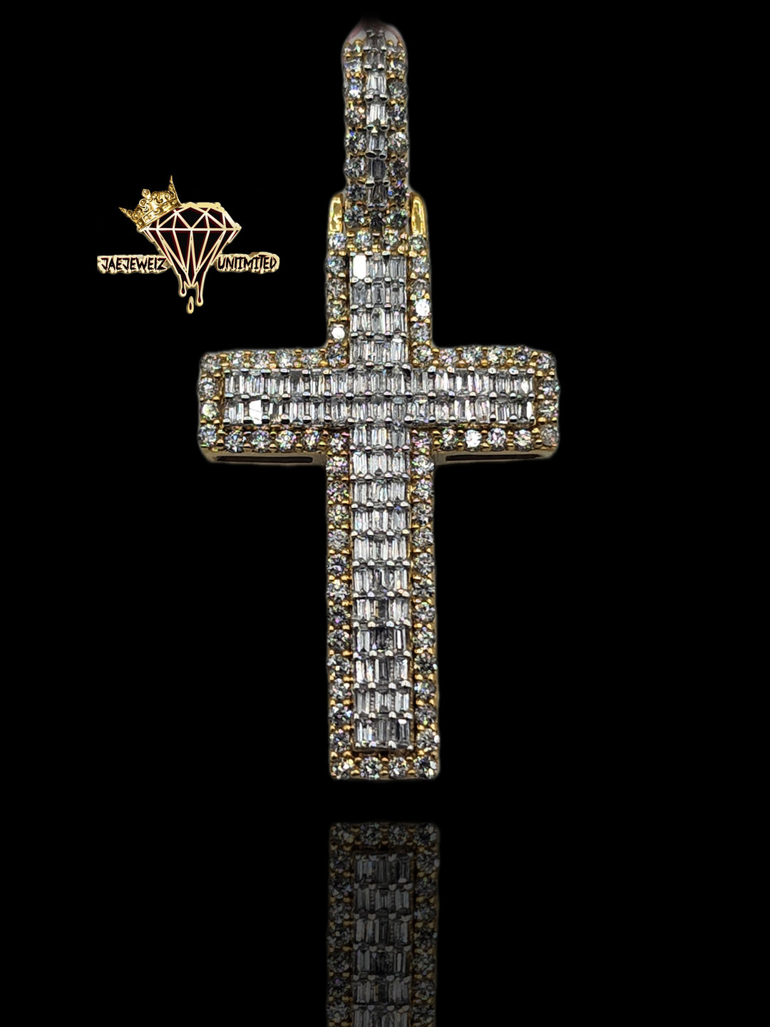 Baguette Pave Cross (10k Gold Diamond)