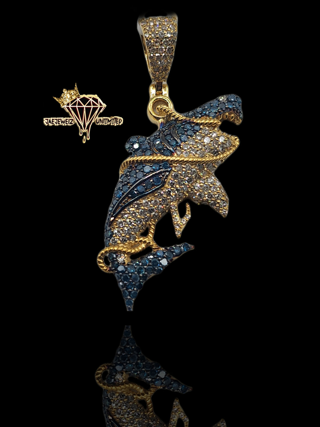 Shark (10k Gold/ Blue/white Diamonds)