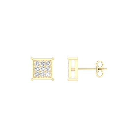 10K 0.05CT D-MICROPAVE EARRING SQUARE