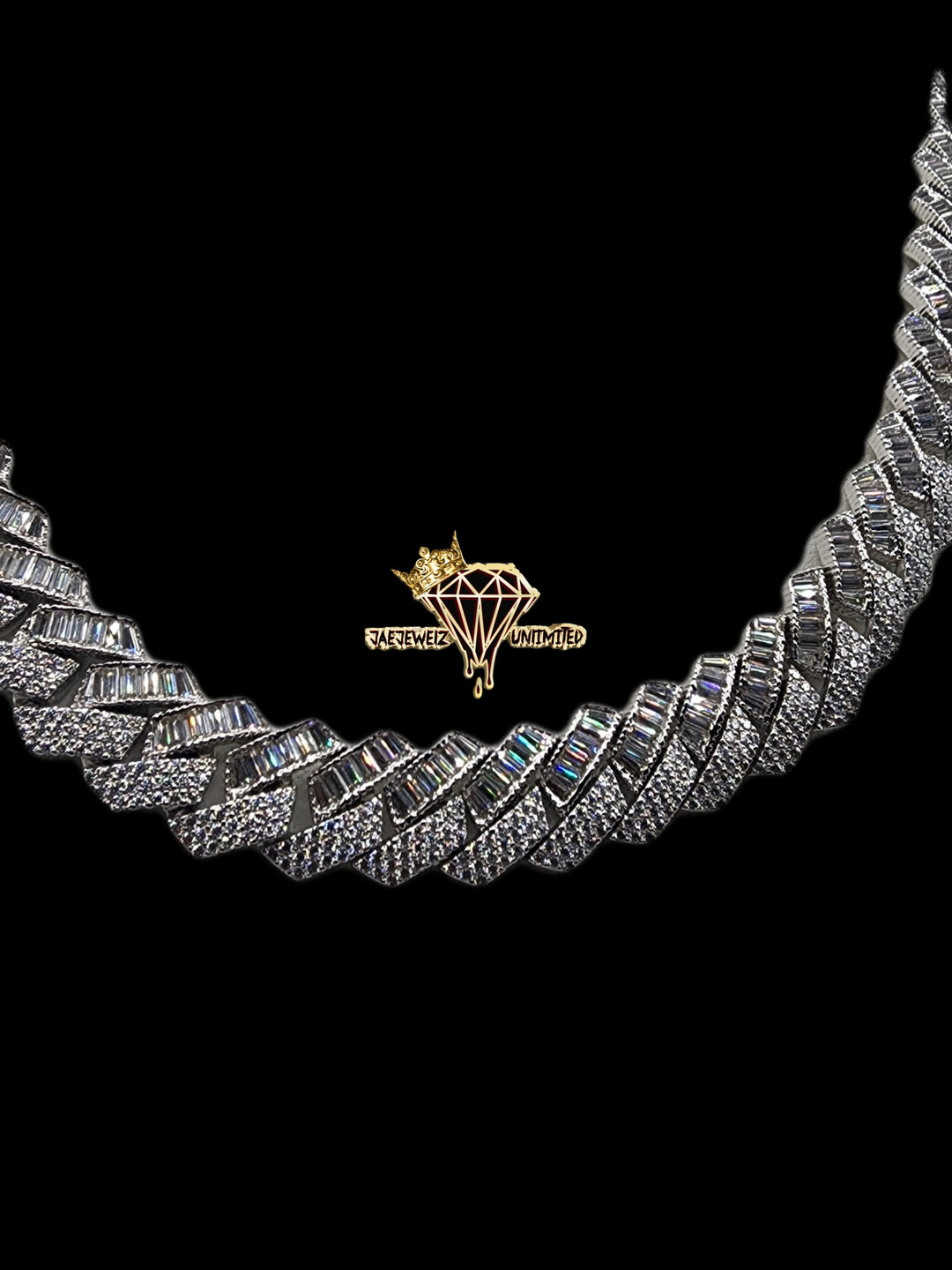 12mm Hybrid Cuban Link Half Baguette/ Half Round (Mossianite)