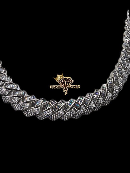 12mm Hybrid Cuban Link Half Baguette/ Half Round (Mossianite)